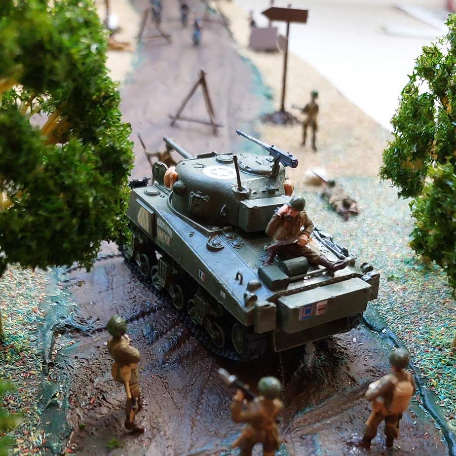 Détail : opérateur radio sur le char américain